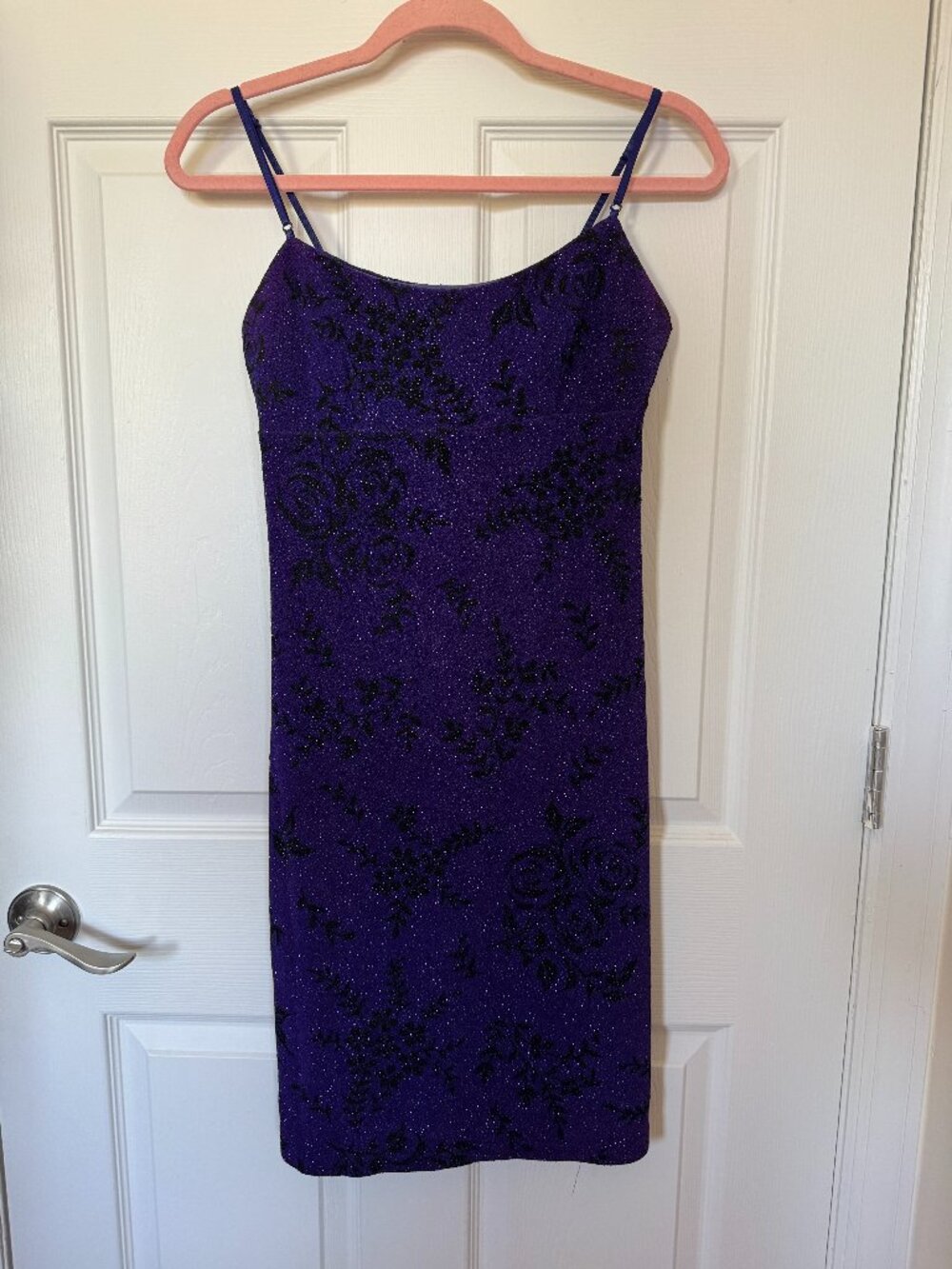Vintage 90s Y2K City Triangles Purple Sparkly Dress Size M